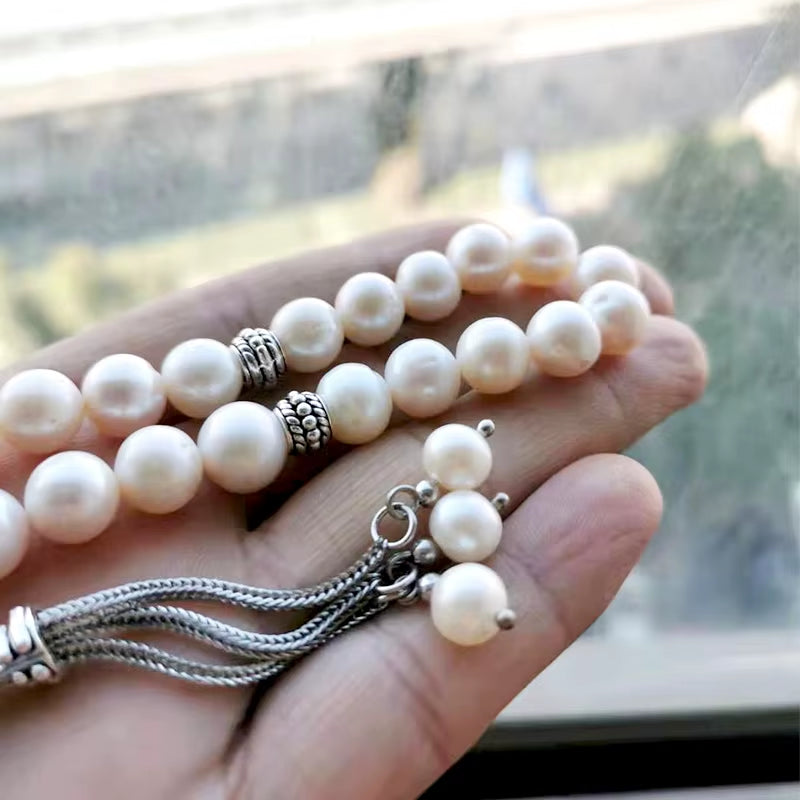 Tasbih Natural Pearl Hot Sale Style Freshwater Pearl Misbaha Rosary Bead Pearl Bracelet Women Love Gift Islamic Jewelry Eid Gift