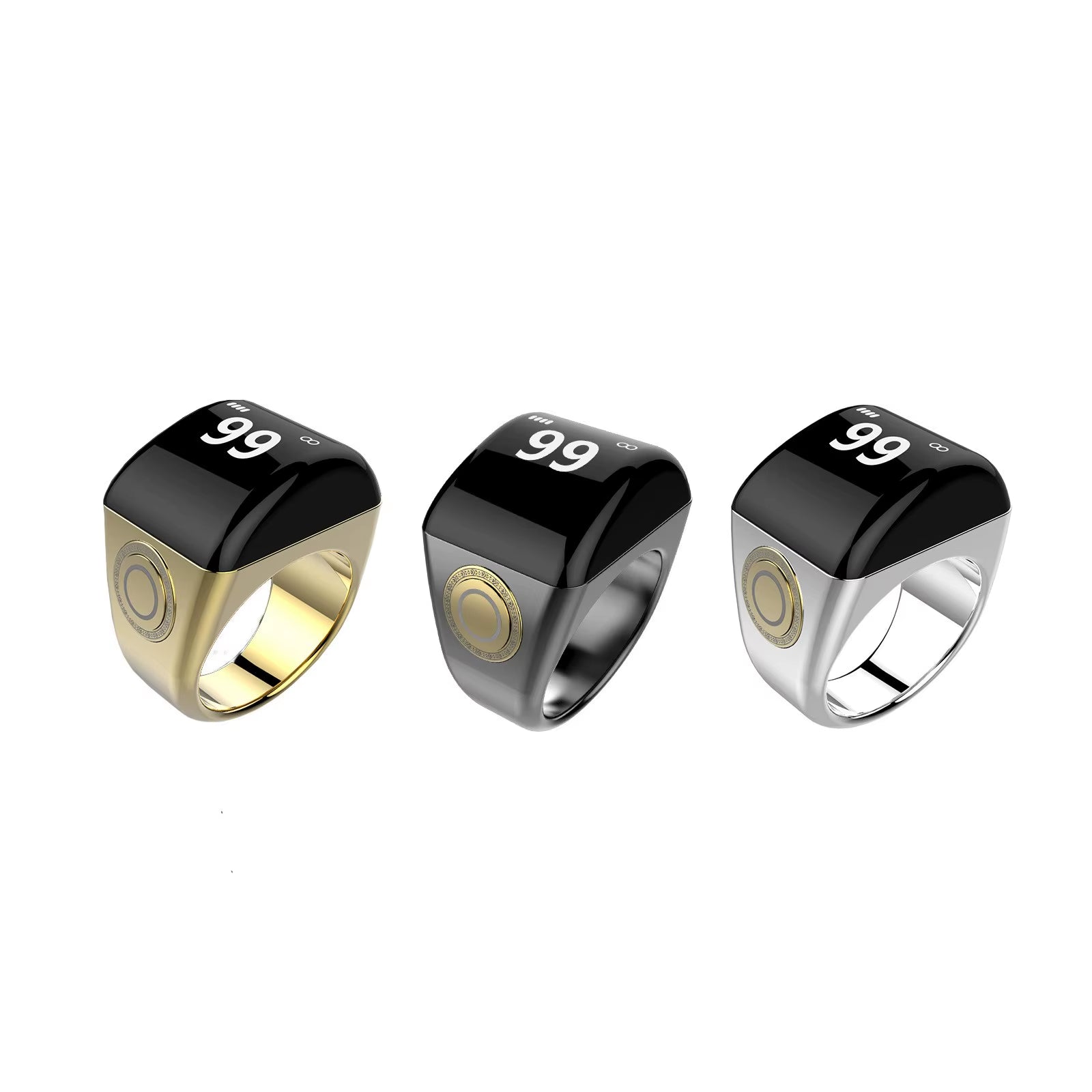 App Control Smart Tasbih Ring Waterproof Muslim Islamic Electronic Rosary Alloy Smart Zikr Ring for Android or Ios