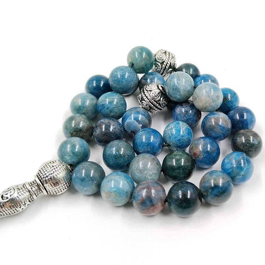 Tasbih Natural Apatite Stone Eid Gift Islamic Misbaha Rosary Arabic Fashion Circle Energy Jewelry Gift 33 Prayer Beads