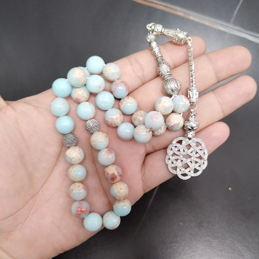Tasbih Agalmatolite Stone 33 Beads Bracelet Misbaha Turkish Fashion Jewellery on Hand Isalmic Eid Gift Muslim Prayer Beads