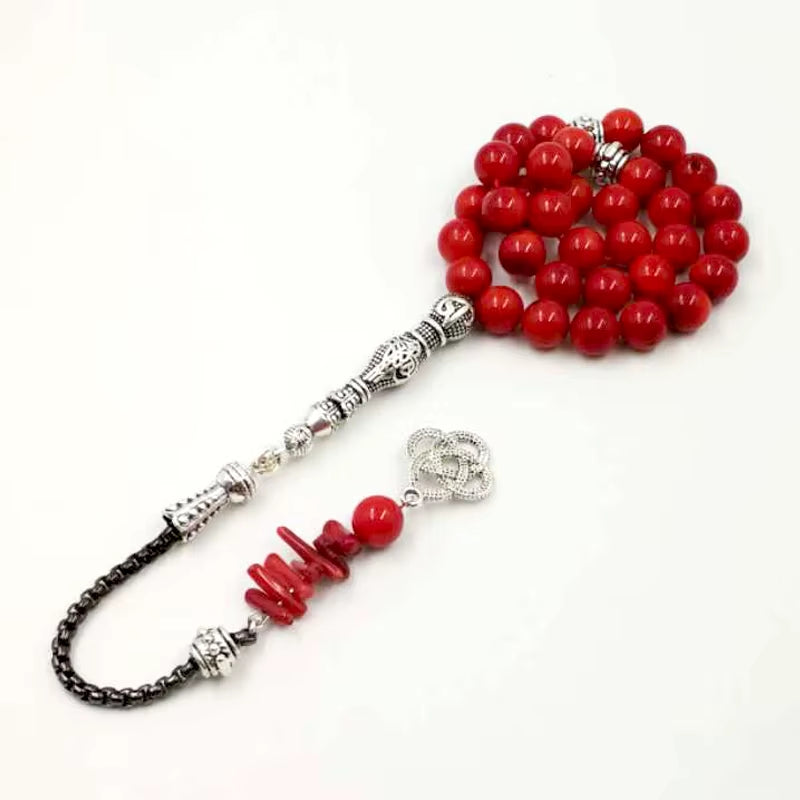 Tasbih Natural Coral and Coral Reef Tassel Eid Gift Ramadan Accessories Arabic Fashion 33 Beads Bracelet Muslim Prayer Beads
