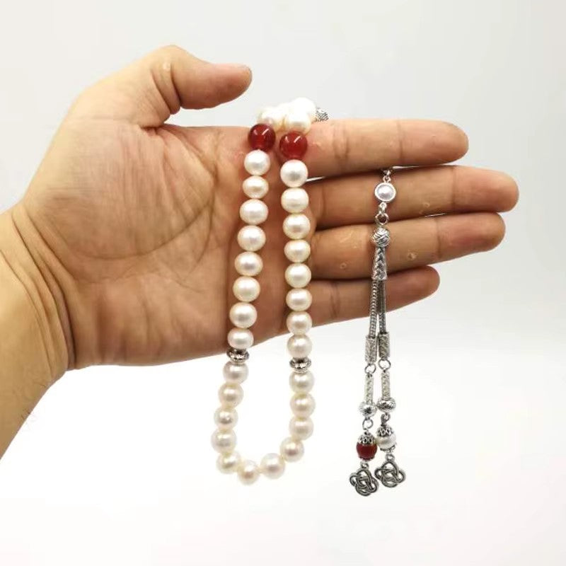 Tasbih chapelet - Perles d’eau douce naturelles – Agates rouges