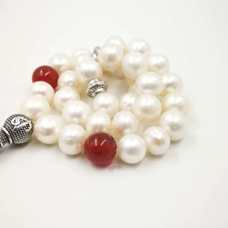 Tasbih chapelet - Perles d’eau douce naturelles – Agates rouges