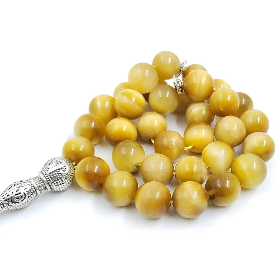 Tasbih Natural Yellow Tiger Eye Stone Fashion Accessories Saudi Arabia Bracelet Muslim Misbaha Eid Gift Ramadan