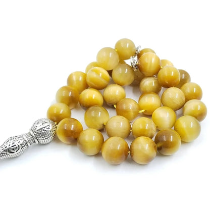 Tasbih Natural Yellow Tiger Eye Stone Fashion Accessories Saudi Arabia Bracelet Muslim Misbaha Eid Gift Ramadan
