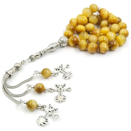 Tasbih Natural Yellow Tiger Eye Stone Fashion Accessories Saudi Arabia Bracelet Muslim Misbaha Eid Gift Ramadan
