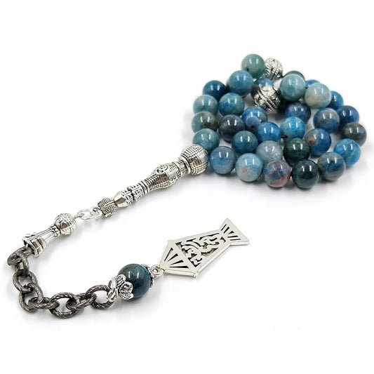 Tasbih Natural Apatite Stone Eid Gift Islamic Misbaha Rosary Arabic Fashion Circle Energy Jewelry Gift 33 Prayer Beads