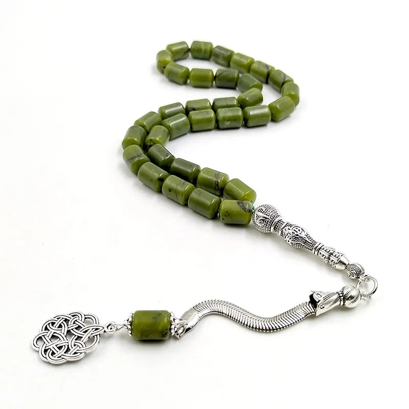 Tasbih Natural Peridot Muslim Bracelet Misbaha Islamic Gift Tassel 33 45 66 99 100 Rosary Jewelry Handmade Rosary