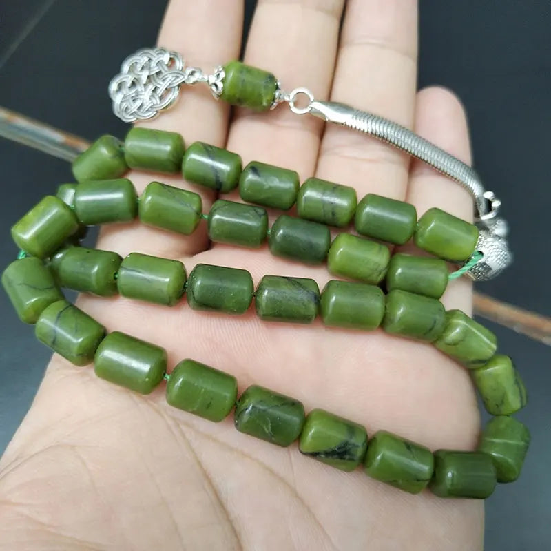 Tasbih Natural Peridot Muslim Bracelet Misbaha Islamic Gift Tassel 33 45 66 99 100 Rosary Jewelry Handmade Rosary