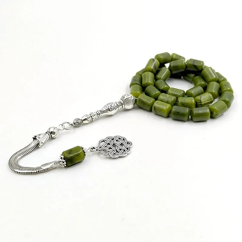 Tasbih Natural Peridot Muslim Bracelet Misbaha Islamic Gift Tassel 33 45 66 99 100 Rosary Jewelry Handmade Rosary