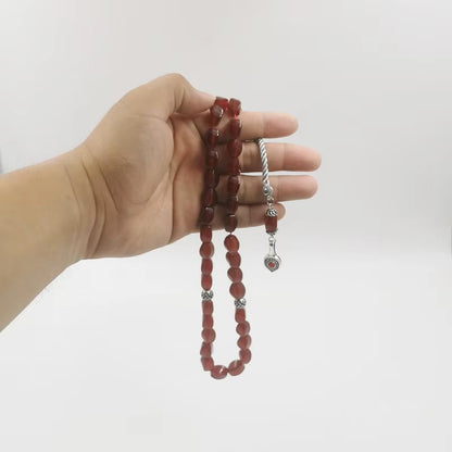 Tasbih chapelet - Agate rouge du Brésil