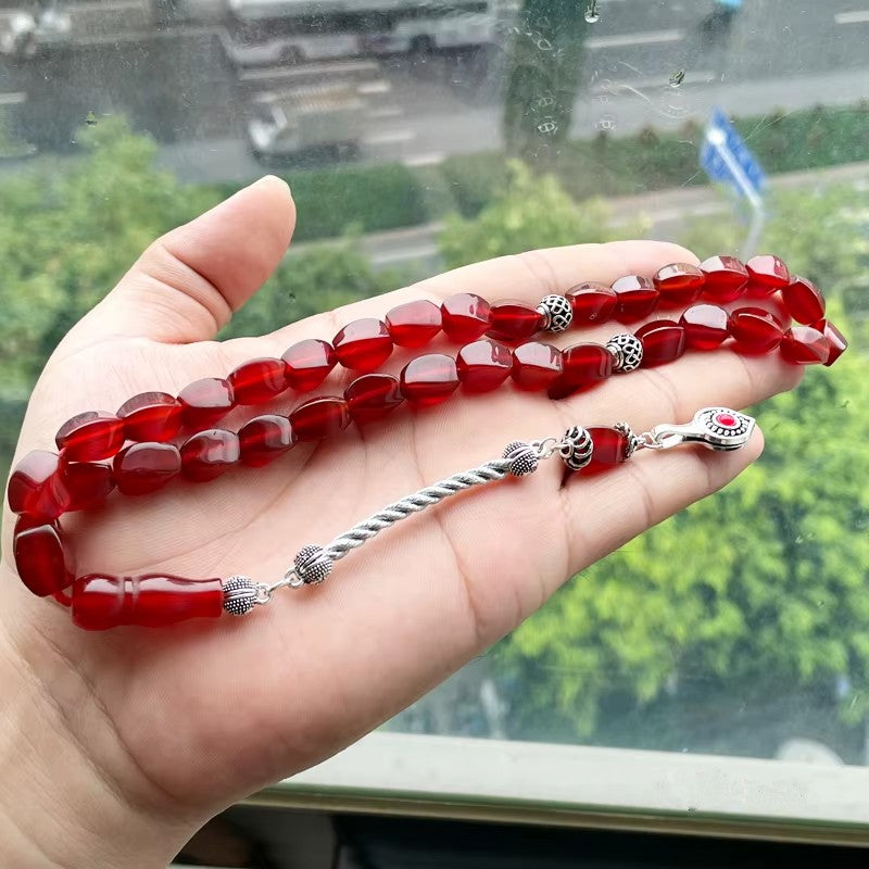 Tasbih chapelet - Agate rouge du Brésil