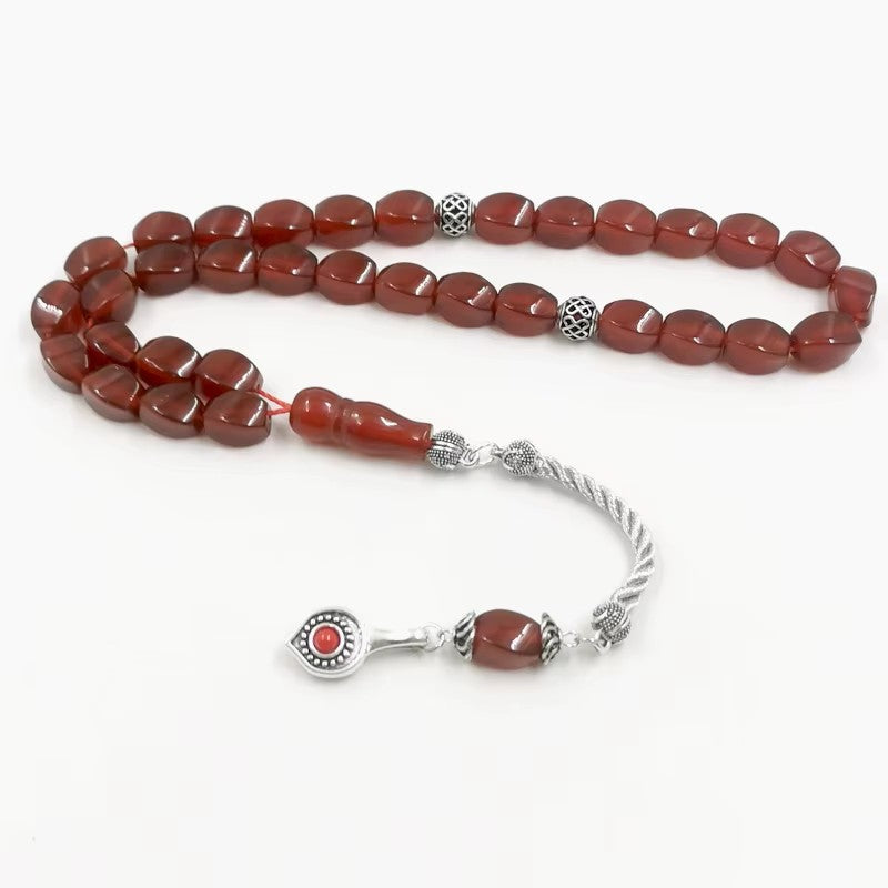 Tasbih chapelet - Agate rouge du Brésil