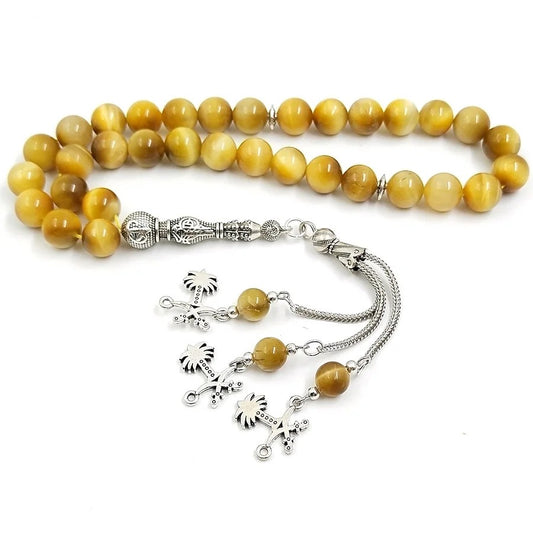 Tasbih chapelet - Pierre d'oeil de tigre jaune naturelle
